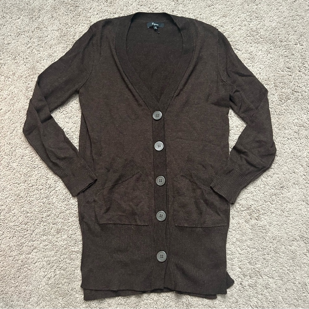 NWOT Express Brown Women's Cardigan Long Sweater Medium